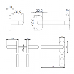 Béquille 48/57 pour portail ton bois